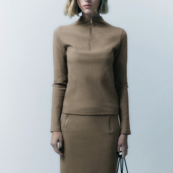 ZARA ZIPPERED RIB TOP NWT - Picture 4 of 5